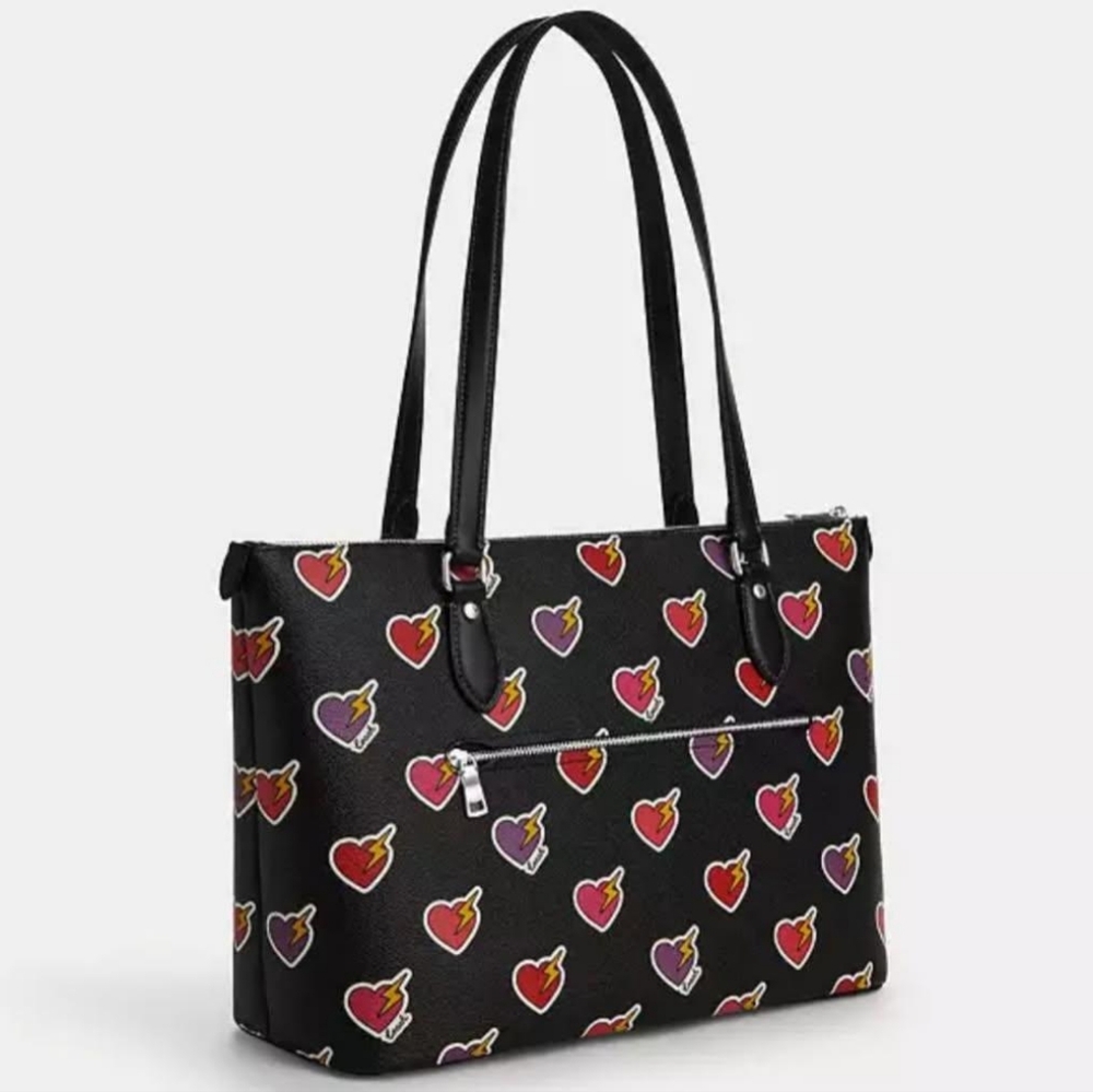 COACH GALLERY TOTE BAG, HEART BOLT PRINTNEW WITH TAGS - Picture 3 of 13